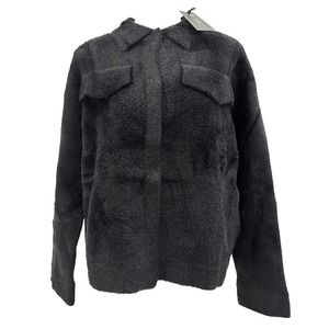 DG2 Diane Gilman Women's XL Virtual Stretch Fuzzy Knit Sweater Jacket Black